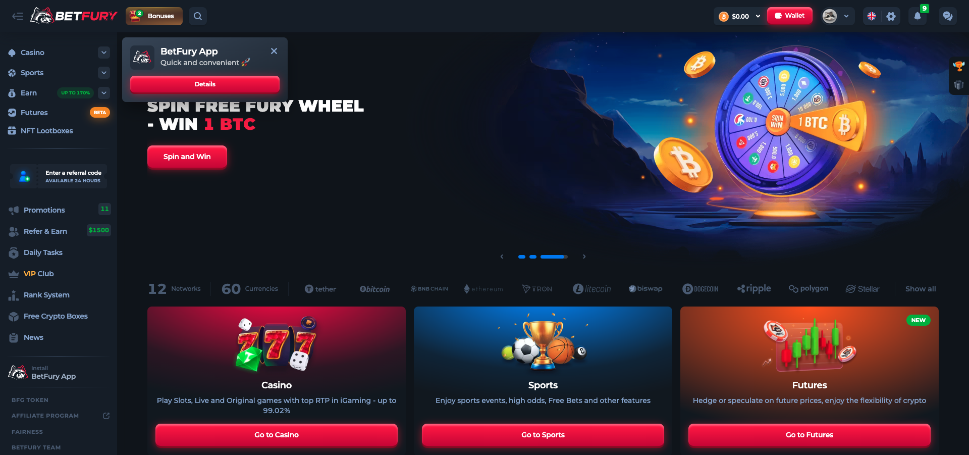 BetFury Casino no KYC crypto casinos