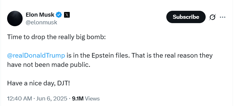 Musk trump beef epstein tweet