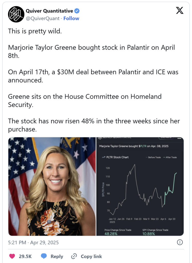 Marjorie Taylor Greene Palantir Insider Trades Tweet