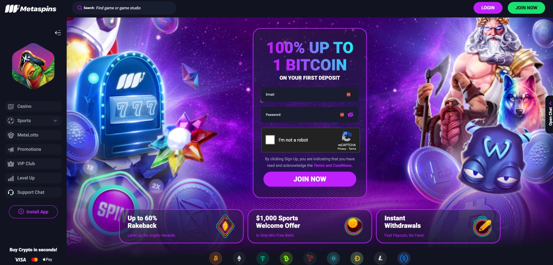 Metaspins no kyc crypto casinos