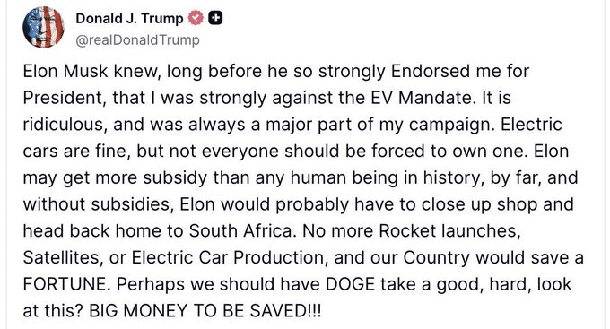 Trump Musk America Feud Tweet