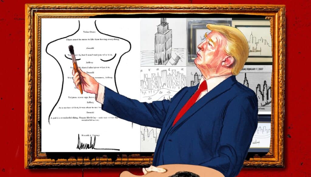Trump Denies Drawing Picture For Epstein, “But Whoever Did Is Pretty Talented”