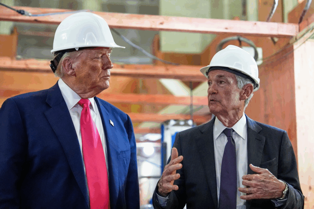 Trump Powell Hardhats