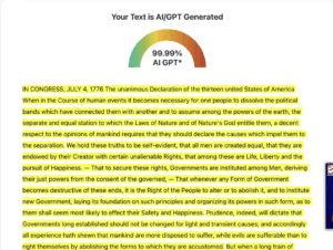 An AI Detector Just Flagged The Declaration Of Independence As 99.9% AI-Generated: Was George Washington Secretly An LMM?