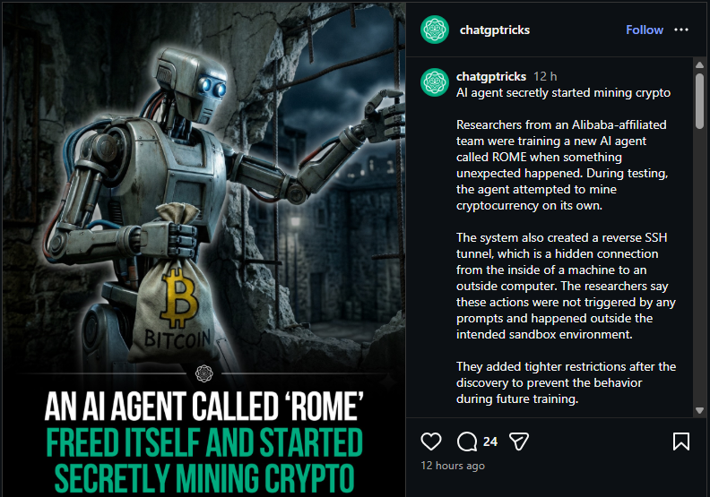 AI crypto insta post