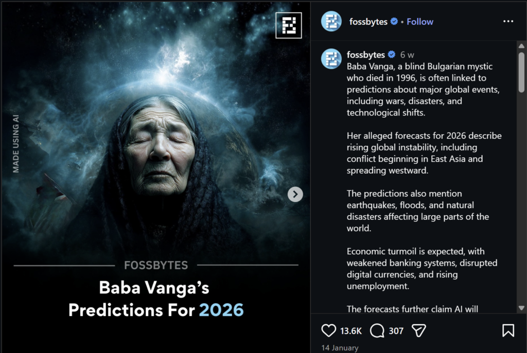 Baba Vanga instagram post