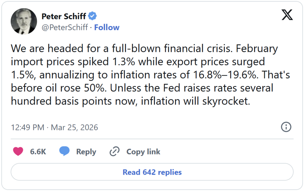 Peter Schiff tweet