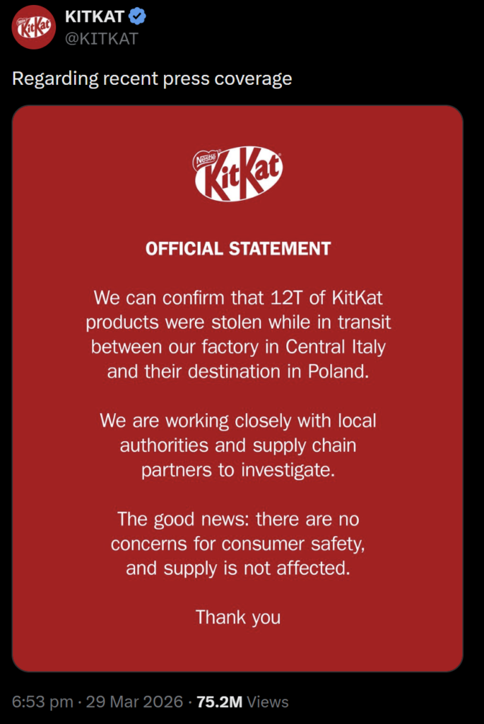 KitKat heist tweet