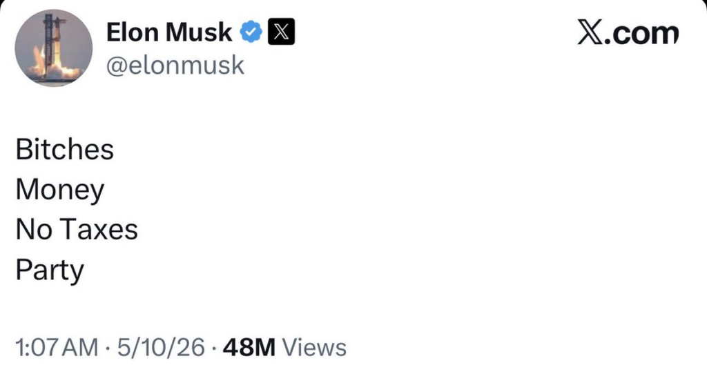 Elon party tweet